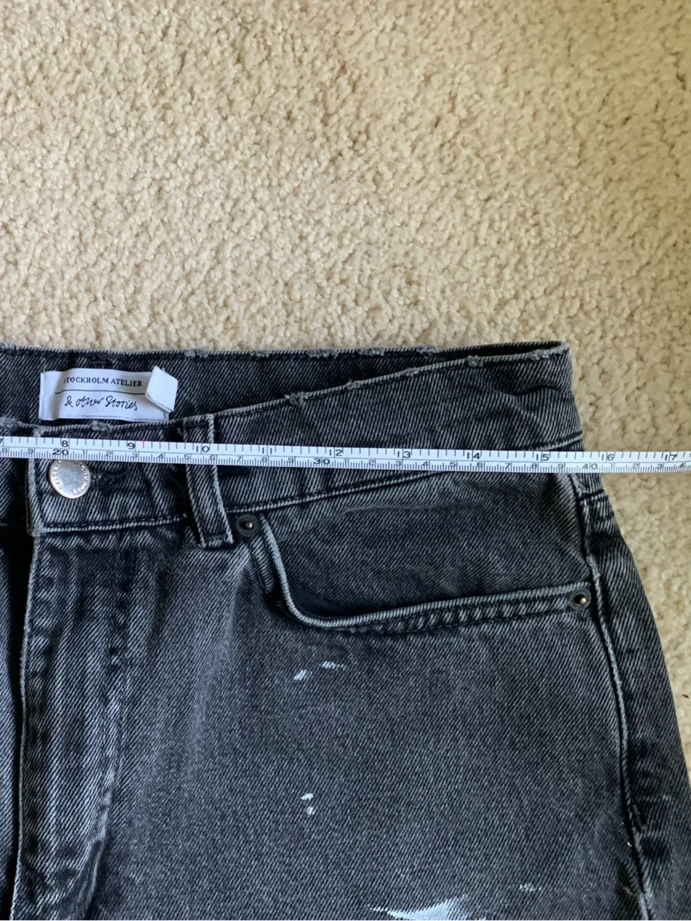 Long Distressed Black Denim Short